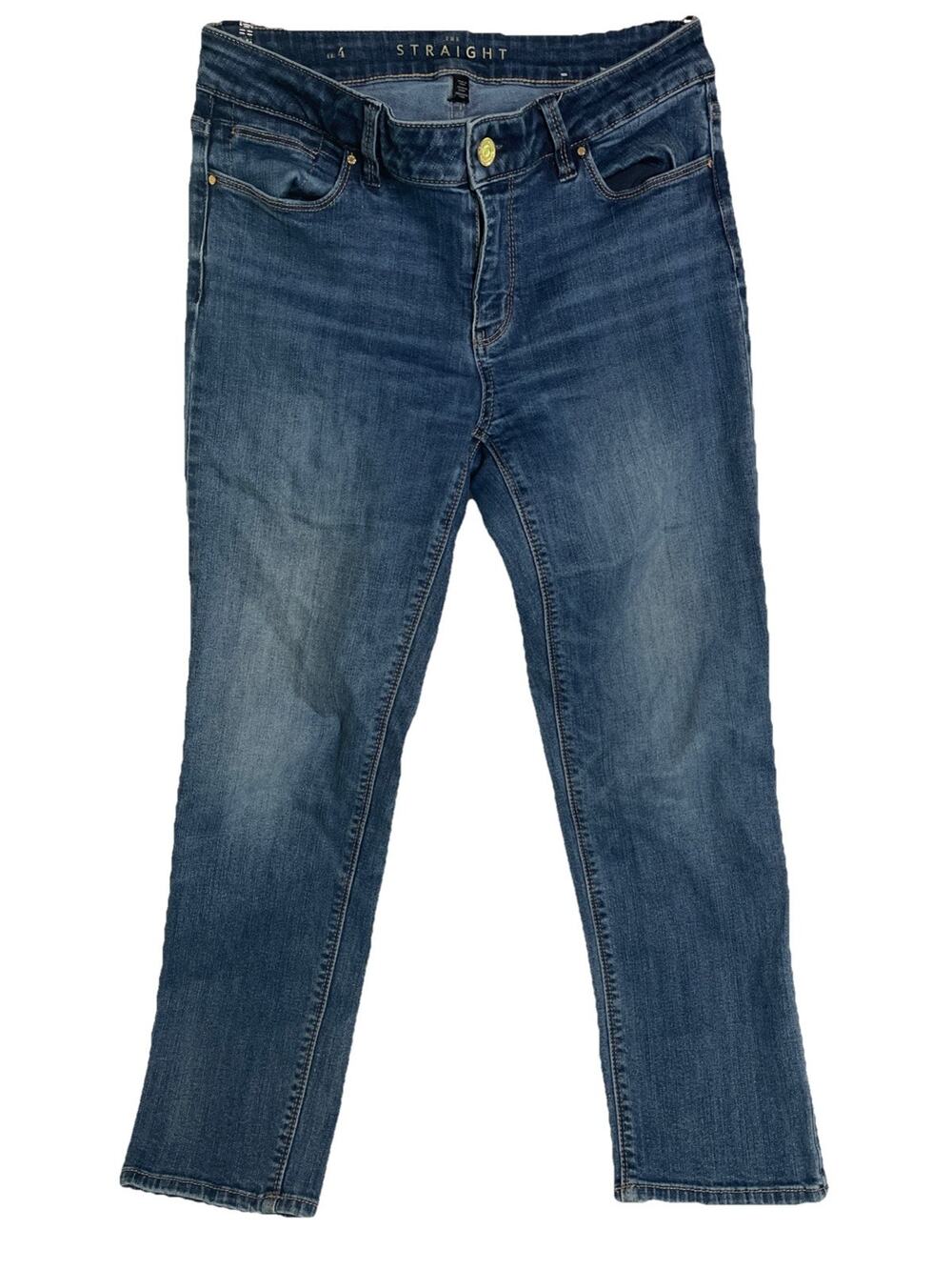 White House Black Market Jeans Women’s Blue The Straight Mid Rise Cotton Size 4